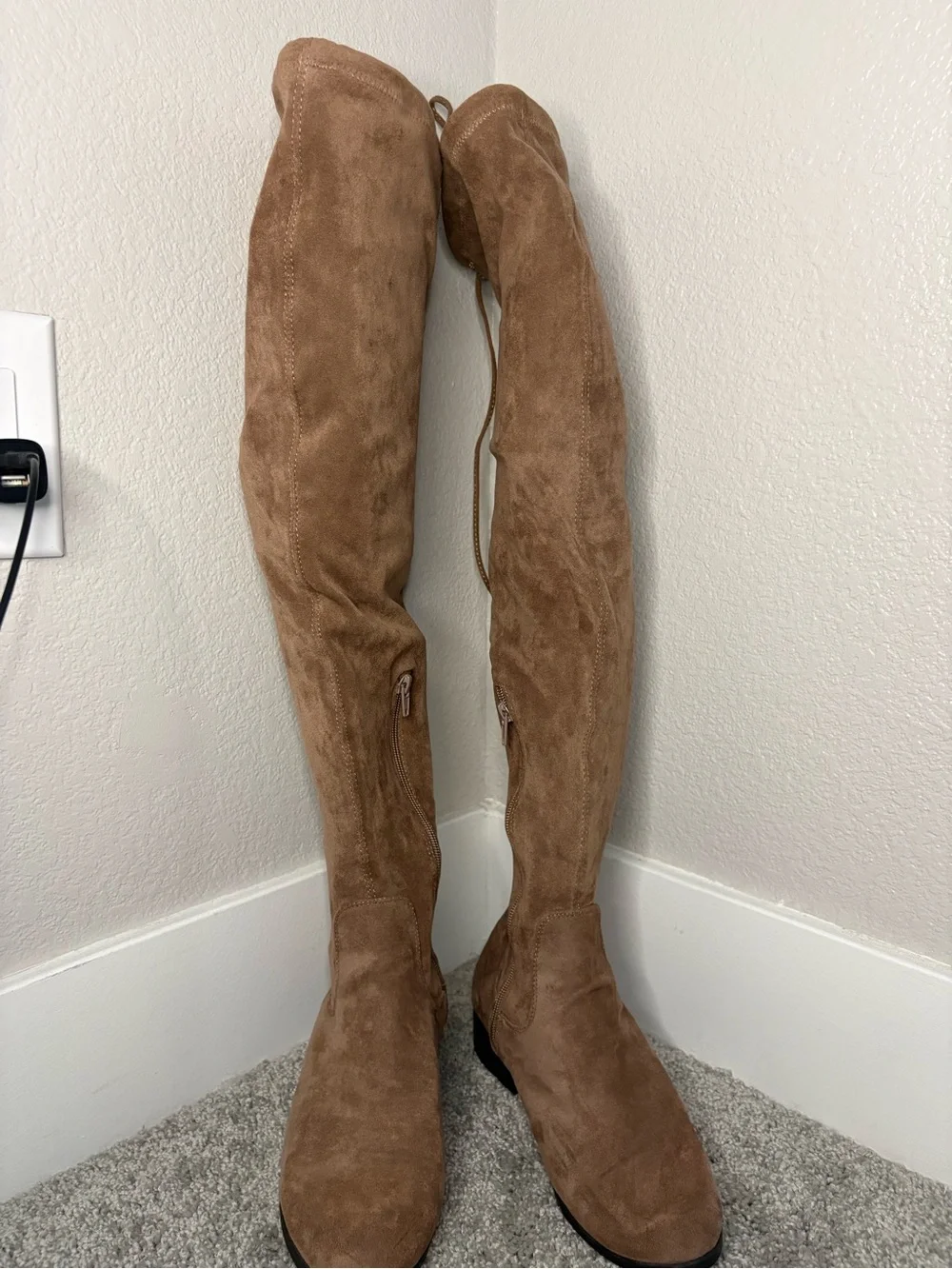 Forever 21 Tan Over-the-Knee Suede Boots